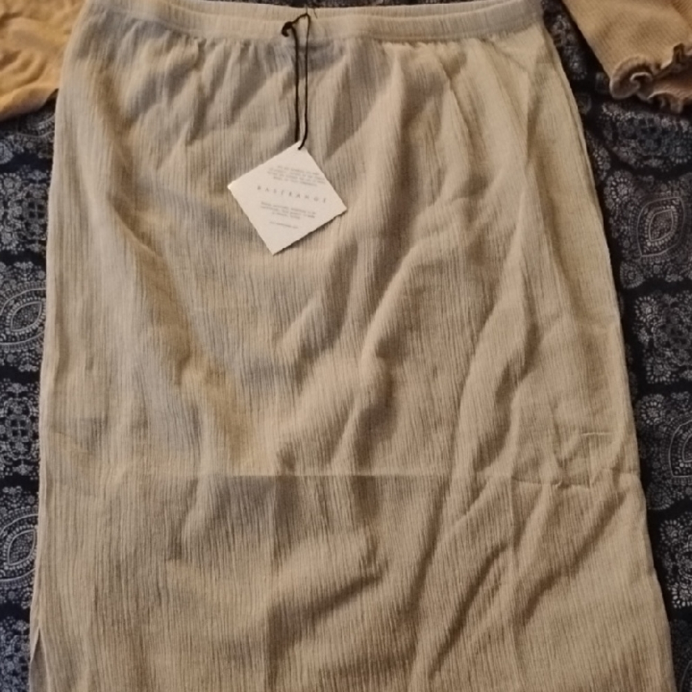 Unbranded Cream Textured Midi Skirt with Elastic Waist